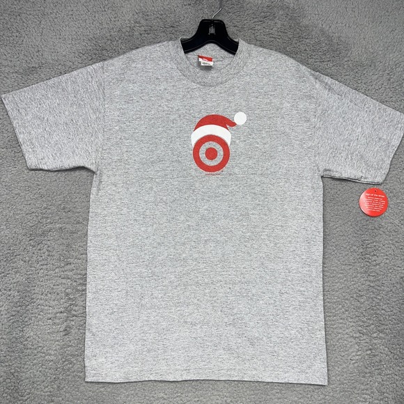 Target Other - NOS Target Store Logo Santa Hat T Shirt Men's Sz M Gray Christmas 2000's Y2K Tee